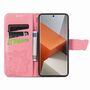 F�r Xiaomi Redmi Note 13 Pro Plus Kunstleder Wallet Handy Tasche Schmetterling Design Schutz H�lle Pink