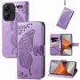 F�r Xiaomi Redmi Note 13 Pro Plus Kunstleder Wallet Handy Tasche Schmetterling Design Schutz H�lle Hell-Lila