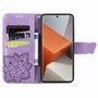 F�r Xiaomi Redmi Note 13 Pro Plus Kunstleder Wallet Handy Tasche Schmetterling Design Schutz H�lle Hell-Lila
