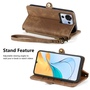 F�r ZTE Blade V50 Vita Kunstleder Zipper Wallet Tasche mit Schlaufe Schutz H�lle Case Cover Braun