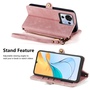 F�r ZTE Blade V50 Vita Kunstleder Zipper Wallet Tasche mit Schlaufe Schutz H�lle Case Cover Rosa