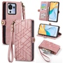 F�r ZTE Blade V50 Vita Kunstleder Zipper Wallet Tasche mit Schlaufe Schutz H�lle Case Cover Rosa
