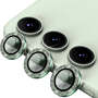 F�r Samsung Galaxy S24 Aluminium Glitzer Ring Kamera + H9 Hart Glas Gr�n