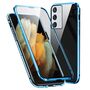 F�r Samsung Galaxy A35 Beidseitiger 360 Grad Magnet Glas H�lle Handy Tasche Bumper Blau 