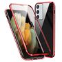 F�r Samsung Galaxy A35 Beidseitiger 360 Grad Magnet Glas H�lle Handy Tasche Bumper Rot 