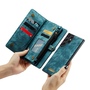 F�r Samsung Galaxy S24 Ultra CaseMe Kunstleder Multifunktion Zipper Wallet Tasche Blau
