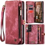 F�r Samsung Galaxy S24 Plus CaseMe Kunstleder Multifunktion Zipper Wallet Tasche Rot
