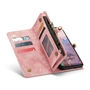 F�r Samsung Galaxy S24 Plus CaseMe Kunstleder Multifunktion Zipper Wallet Tasche Pink