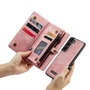 F�r Samsung Galaxy S24 Plus CaseMe Kunstleder Multifunktion Zipper Wallet Tasche Pink