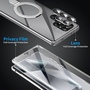 F�r Samsung Galaxy S24 Ultra Full Cover MagSafe Magnet Ring / Glas H�lle Handy Tasche Bumper Silber