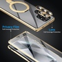 F�r Samsung Galaxy S24 Ultra Full Cover MagSafe Magnet Ring / Glas H�lle Handy Tasche Bumper Gold