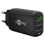 Goobay Schnellladeger�t 2x USB-C 1x USB-A Anschluss (65W) Schwarz