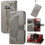 F�r Nothing Phone 2a / Plus Kunstleder Wallet Handy Tasche Schmetterling Design H�lle Etuis Grau