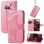 F�r Nothing Phone 2a / Plus Kunstleder Wallet Handy Tasche Schmetterling Design H�lle Etuis Pink
