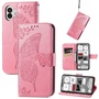 F�r Nothing Phone 2 Kunstleder Wallet Handy Tasche Schmetterling Design H�lle Etuis Pink