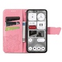 F�r Nothing Phone 2 Kunstleder Wallet Handy Tasche Schmetterling Design H�lle Etuis Pink