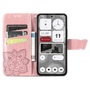 F�r Nothing Phone 2 Kunstleder Wallet Handy Tasche Schmetterling Design H�lle Etuis Rosa