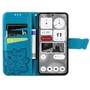 F�r Nothing Phone 2 Kunstleder Wallet Handy Tasche Schmetterling Design H�lle Etuis Blau