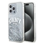 DKNY Liquid Glitter Big Logo Case f�r Apple iPhone 15 Pro Wei� / Glitzer