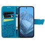 F�r Google Pixel 9 / 9 Pro Kunstleder Wallet Handy Tasche Schmetterling Design H�lle Etuis Blau