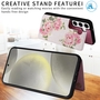 F�r Samsung Galaxy S24 RFID Anti Datenklau H�lle Tasche Blumen Motiv 4