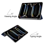 F�r Apple iPad Pro 13 2024 3folt Wake UP Smart Tasche H�lle Dunkelblau