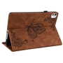 F�r Apple iPad Pro 11 2024 Schmetterling Kunstleder H�lle Tasche Braun
