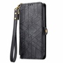 F�r Honor 200 Lite Kunstleder Zipper Wallet Tasche Schlaufe Schwarz