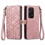 F�r Honor 200 Lite Kunstleder Zipper Wallet Tasche mit Schlaufe Rosa