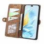F�r Honor 200 Lite Kunstleder Zipper Wallet Tasche mit Schlaufe Braun