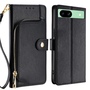 F�r Google Pixel 8a Kunstleder Multifunktion Wallet Tasche Schwarz
