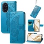 F�r Honor 200 Kunstleder Wallet Tasche Design Schmetterling H�lle Blau