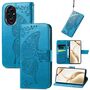 F�r Honor 200 Pro Kunstleder Wallet Tasche Design Schmetterling Blau