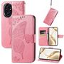 F�r Honor 200 Pro Kunstleder Wallet Tasche Design Schmetterling Pink