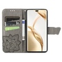 F�r Honor 200 Pro Kunstleder Wallet Tasche Design Schmetterling Grau