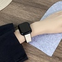 F�r Apple Watch SE 2023 44mm Kunstleder Magnetschnalle Armband D- Gr�n