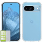 F�r Google Pixel 9 / 9 Pro Silikon TPU H�lle Transparent + Hart Glas