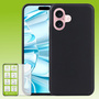 F�r Apple iPhone 16 Plus Silikon TPU H�lle Schwarz H9 Hart Glas Panzer AUSWAHL
