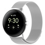 F�r Google Pixel Watch 3 45mm Metall Mesh Magnetverschluss Band Silber
