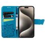 F�r Apple iPhone 16 Kunstleder Wallet Schmetterling H�lle Case Blau