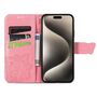 F�r Apple iPhone 16 Pro Max Book Wallet Etuis Schmetterling H�lle Pink