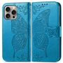 F�r Apple iPhone 16 Pro Max Book Wallet Etuis Schmetterling H�lle Blau