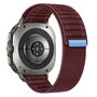 F�r Samsung Galaxy Watch Ultra 47mm Nylon Klettverschluss Band Weinrot