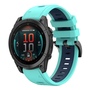 F�r Garmin Fenix E 47mm Zweifarbiges Silikon Armband T�rkis / D- Blau
