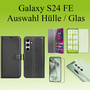 F�r Samsung Galaxy S24 FE Kunstleder Wallet Tasche Schwarz H9 Hart Glas AUSWAHL