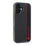 Audi Apple iPhone 16 Carbon Fiber Stripe Hardcase H�lle Schwarz