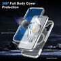 F�r Apple iPhone 16 Plus Skin Feel MagSafe Ring 360 H�lle Transparent