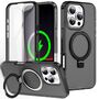 F�r Apple iPhone 16 Pro Max Skin Feel MagSafe Ring 360 H�lle Schwarz