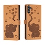 F�r Samsung Galaxy A16 Kunstleder Book Wallet Elefant H�lle Hellbraun