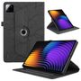 F�r Xiaomi Pad 7 / 7 Pro 360 Grad Baum Motiv Kunstleder Tasche Schwarz